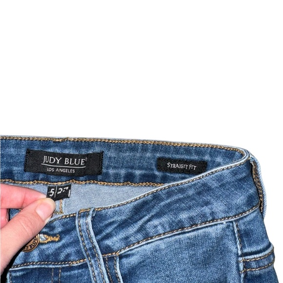 Front Seam Wide Straight Leg Judy Blue Jeans Size 27 - Picture 2 of 5